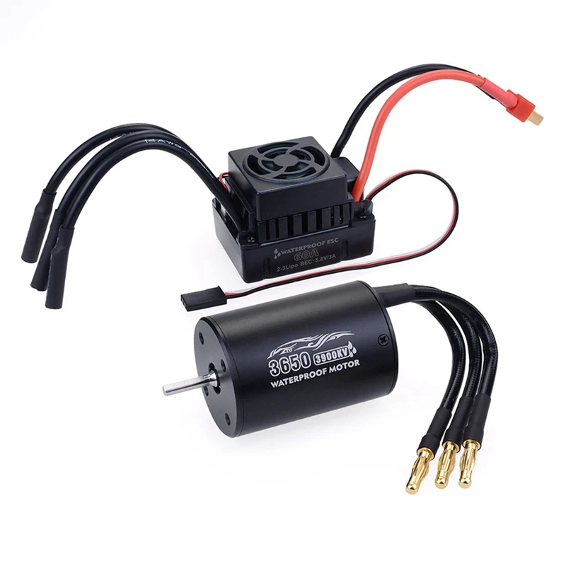 

Surfass Hobby 3650+60A Brushless Motor All Black Waterproof Suit Rc Brushless Motor Spare Parts For 1/10 Cars