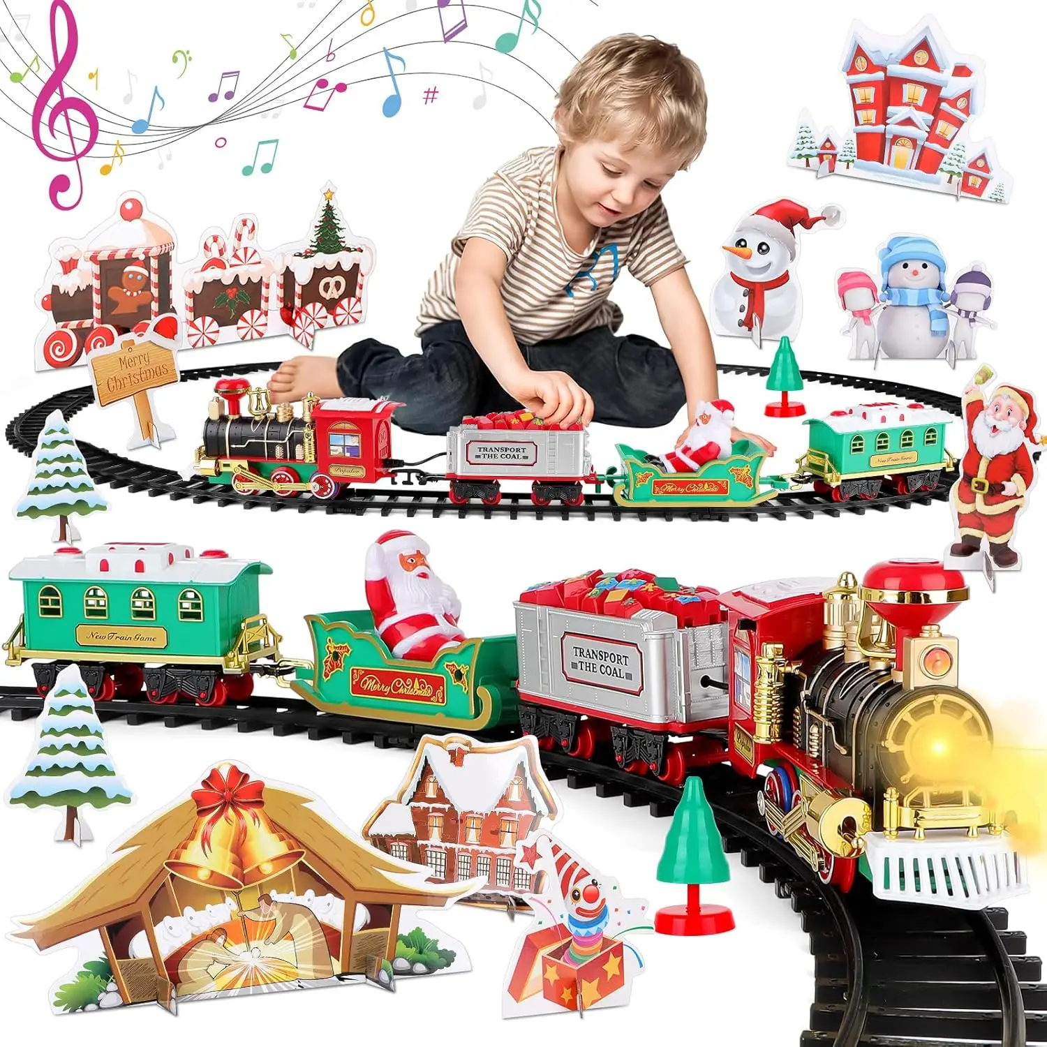 Train De Noël Express Avec Rails, Lumières Et Musique – Neuf Sous Emballage