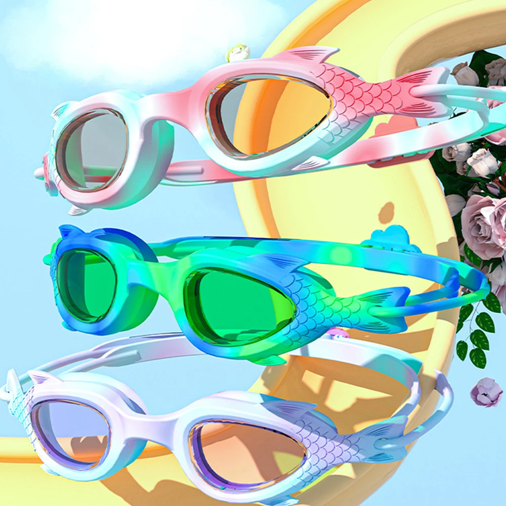 Professional Swimming Goggles HD Waterproof Anti Fog Silicon Swimming Cap Water Swim Goggles Caps for Kids 4