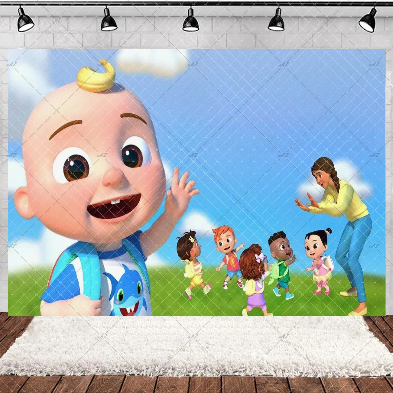 JJ Kinder-Geburtstags-Themenparty-Hintergrund, Familien-Animations-Dekoration, Grüne Wassermelone, Jungen-Kuchentisch-Deko, Baby-Zubehör, Foto-Banner – Detail 13