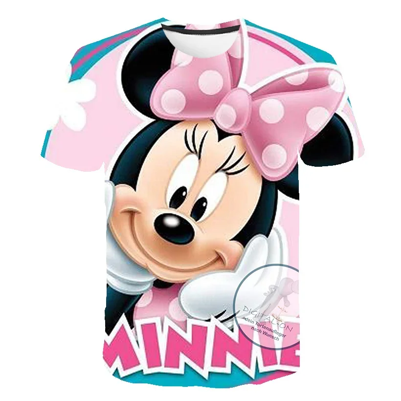 2024 Disney New Children Mickey Mouse 3D Printed Cartoon T-Shirts For Kids Disney Tops Tees 4-14 Year