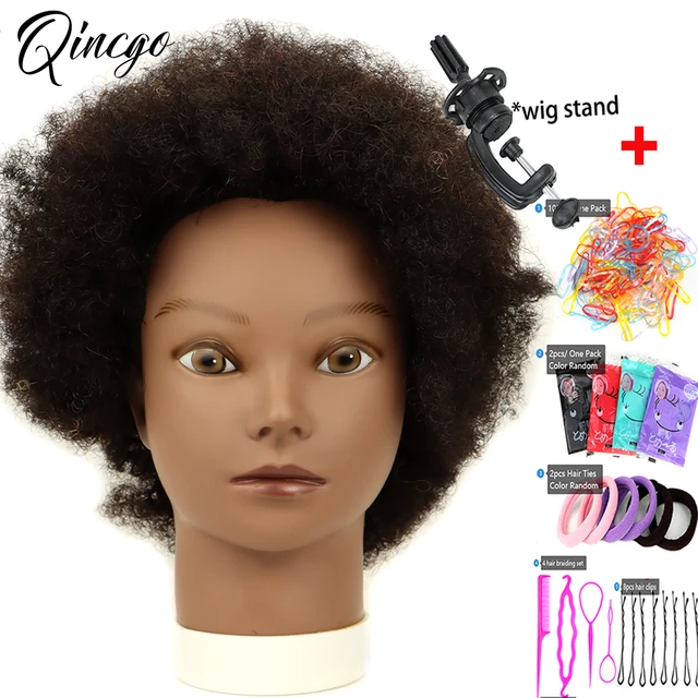 Mannequin Head with 100% Human Hair Dark Brown and Natural Black Training  Head,Cosmetology Doll Head Practice for Hair - AliExpress