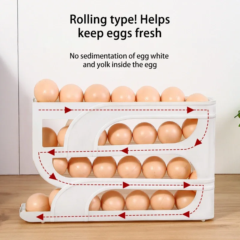 Storage Box Egg Carton Slide Egg Tray For Refrigerator Side Door Kitchen