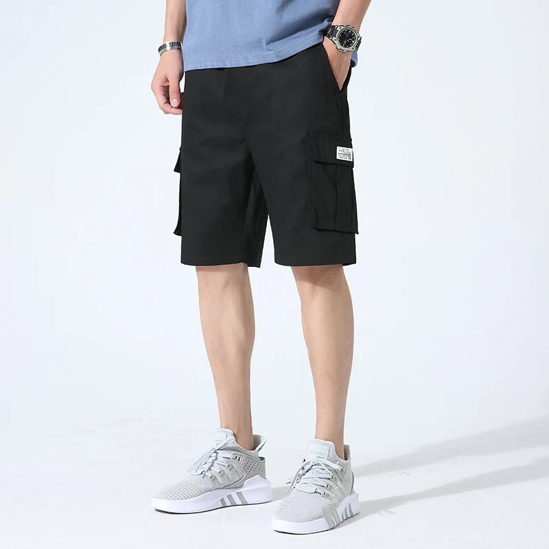 2022 New Summer Multi-Pockets Cargo Shorts Men Plus Size Knee Length Straight Short Pants Male Solid Cotton Loose Casual Shorts casual shorts