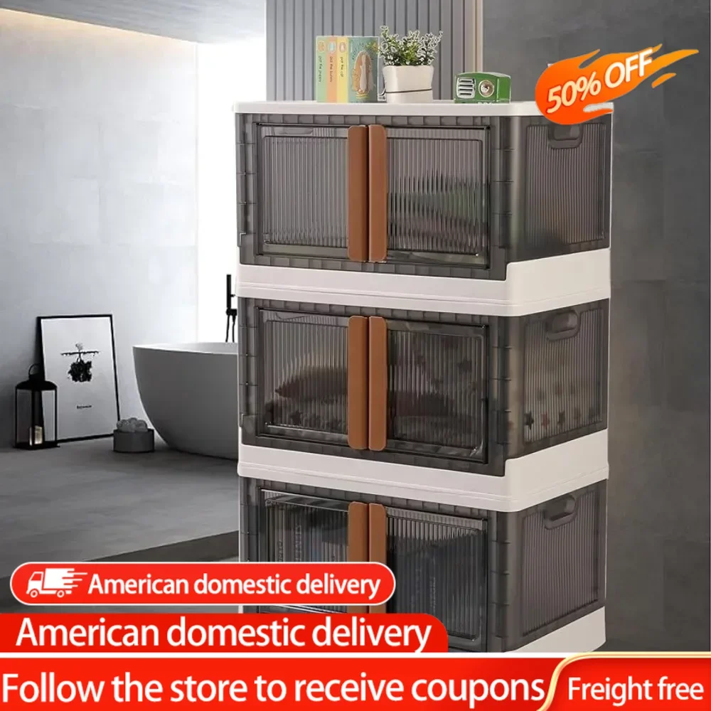 

Seasonal Clothes Dresser Stackable Bins With Lid and Door for Toy Shelf Food Items.(8.5 Gal 3Pack) Things for the Home Organizer