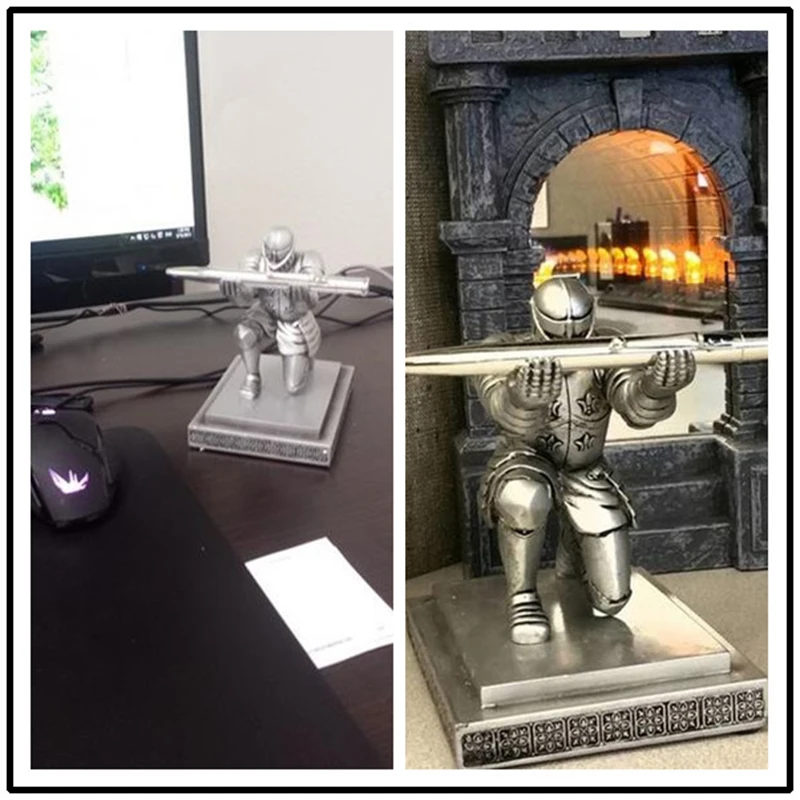 Vintage Decorative Pen Holder Cool Executive Knight Pen Holder Knight-Kneeling Stand for School Office Stationery
