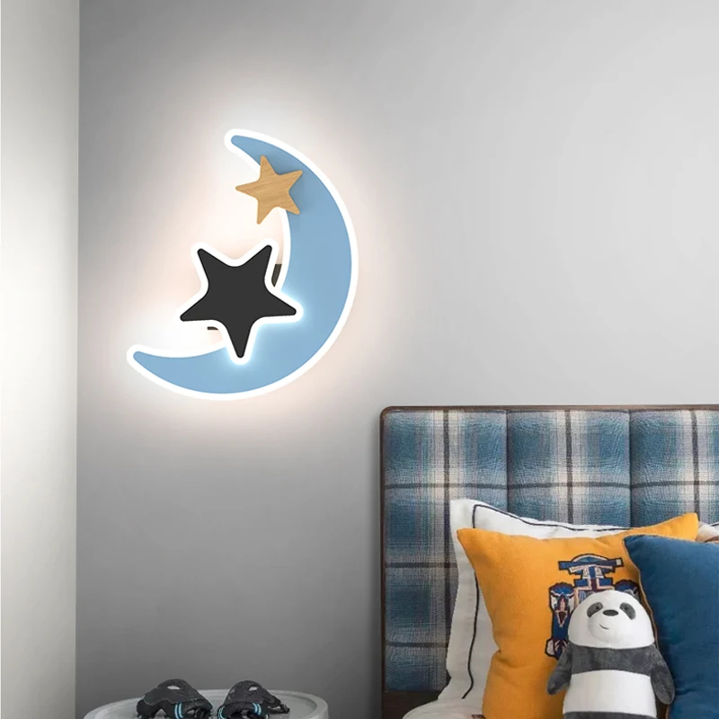 

Nursery School Star & Moon Wall sconce Children Kid Lighting LED Aisle Study Bedside Lamp Creative Indoor Wall Lighting Fixtures