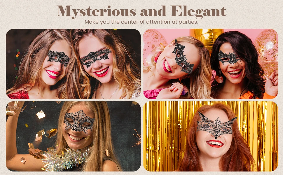 Frauen Karneval Maske hohle Spitze Maskerade Gesichts maske Prinzessin Prom Party Requisiten schwarze Augen Maske Halloween Kostüm für Frauen – Detail 24