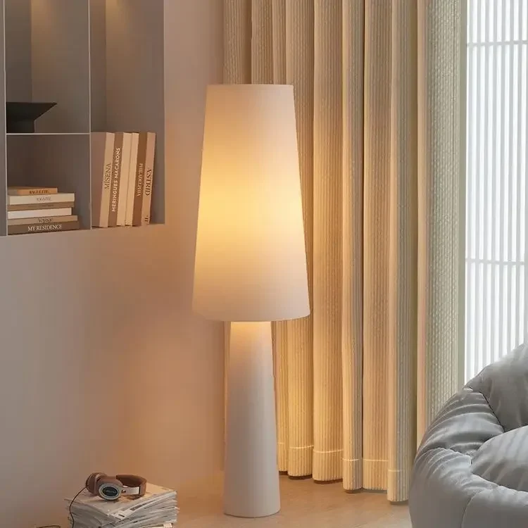 Nordic Minimalist Floor Lamp Wabi-Sabi Art Fabric Lampshade Fixture Living Room Sofa Corner Bedroom Bedside Decor Standing Light