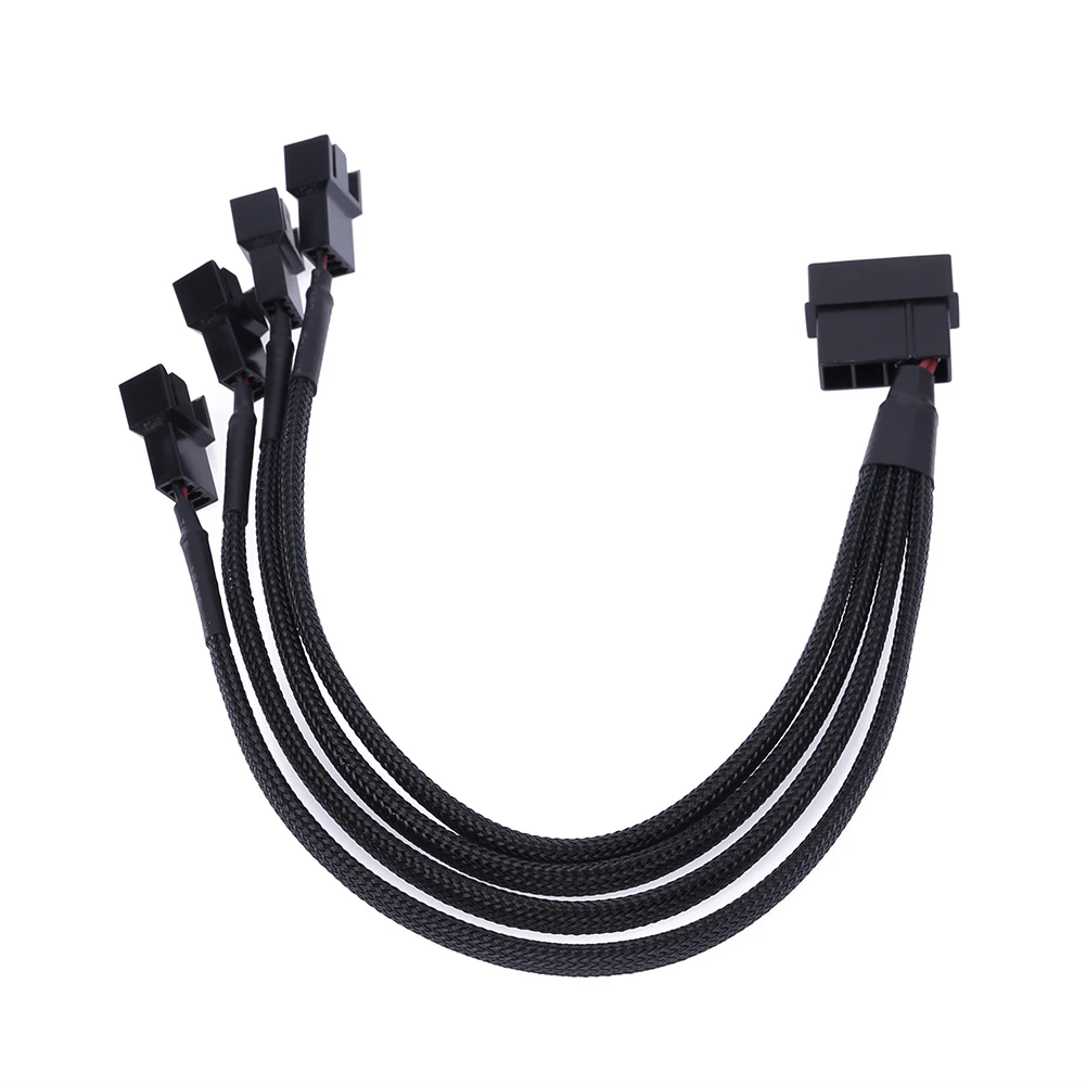 27cm 4pin IDE Molex to 4-Port 3Pin/4Pin Power Supply Plug Cooler Cooling Fan Adapter Power Cable Splitter for PC Computer Case