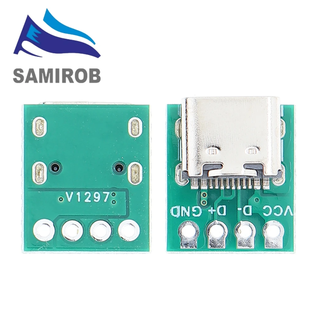SAMIROB 1/5/10 Stück USB 3.1 Typ C Stecker 16 Pin Test PCB Board Adapter 16P Stecker Buchse für Datenleitung Draht Kabelübertragung – Detail 1