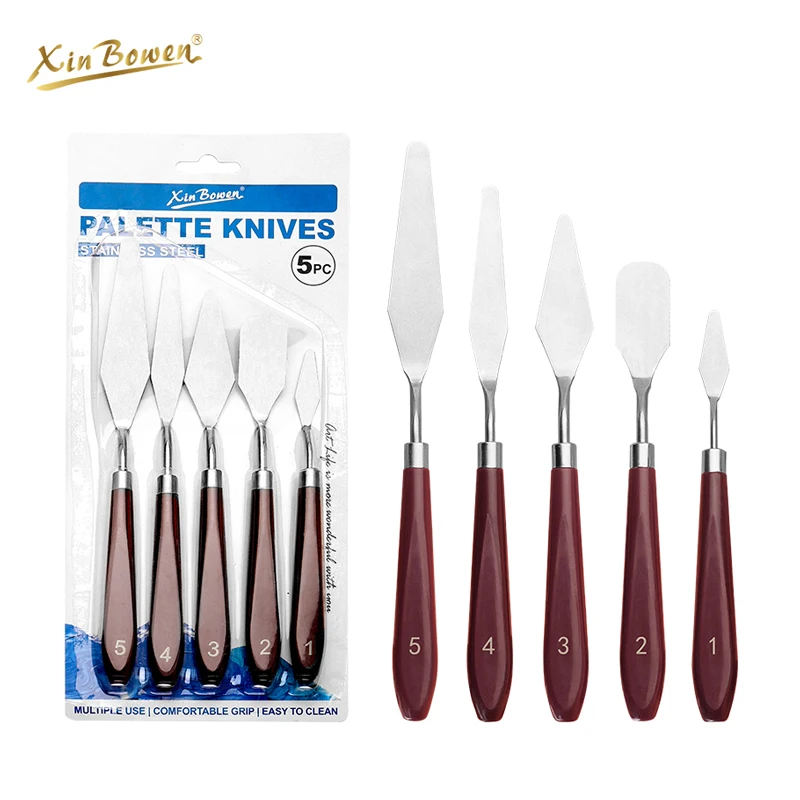 Stainless Steel Oil Painting Knives Artist Crafts Spatula Palette Knife Mixing Knife Scraper Art Tools 5Pcs/Set