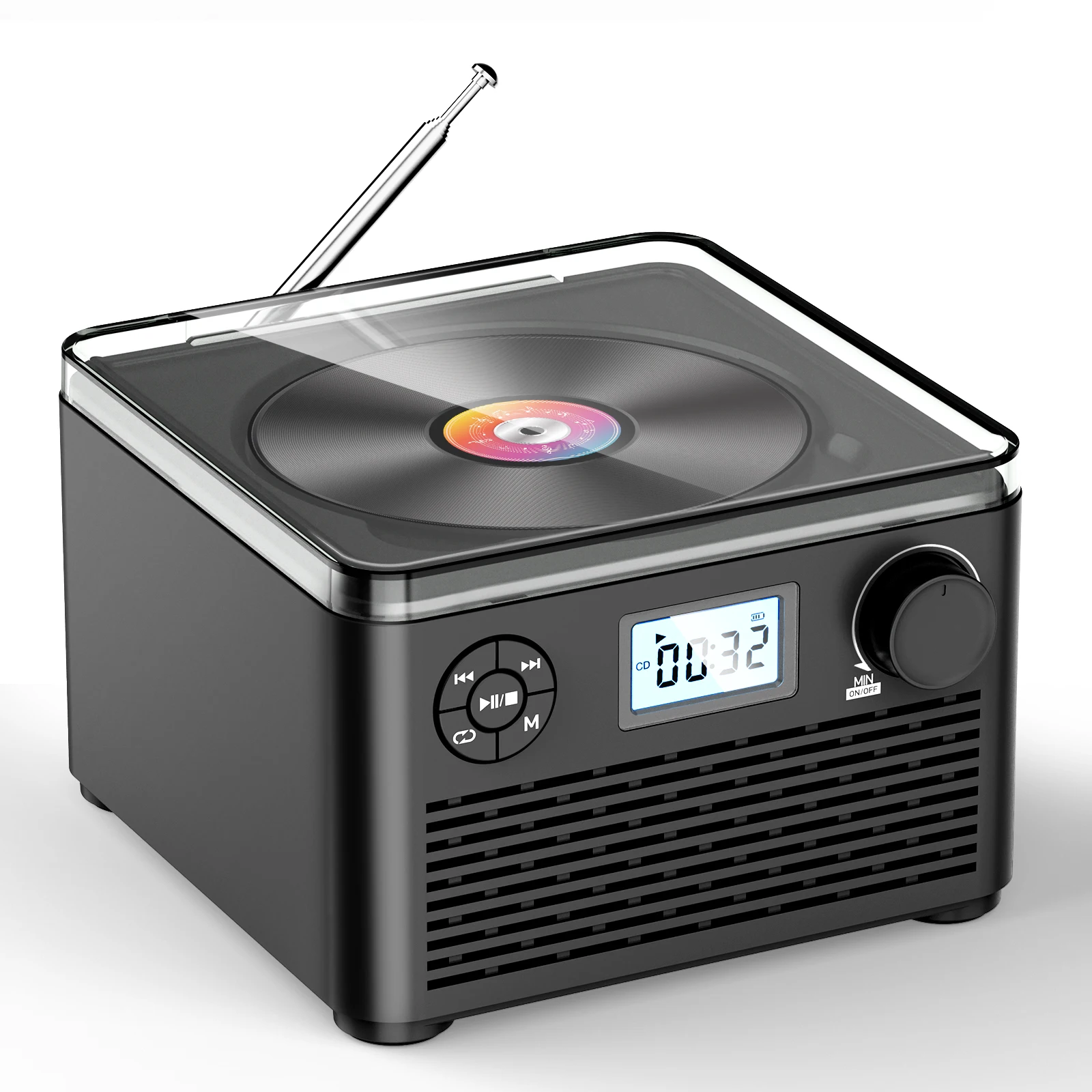 Portable CD Player with Speakers and Bluetooth: Rechargeable CD Boombox with FM Radio-plays CD/MP3 disc/USB/TF