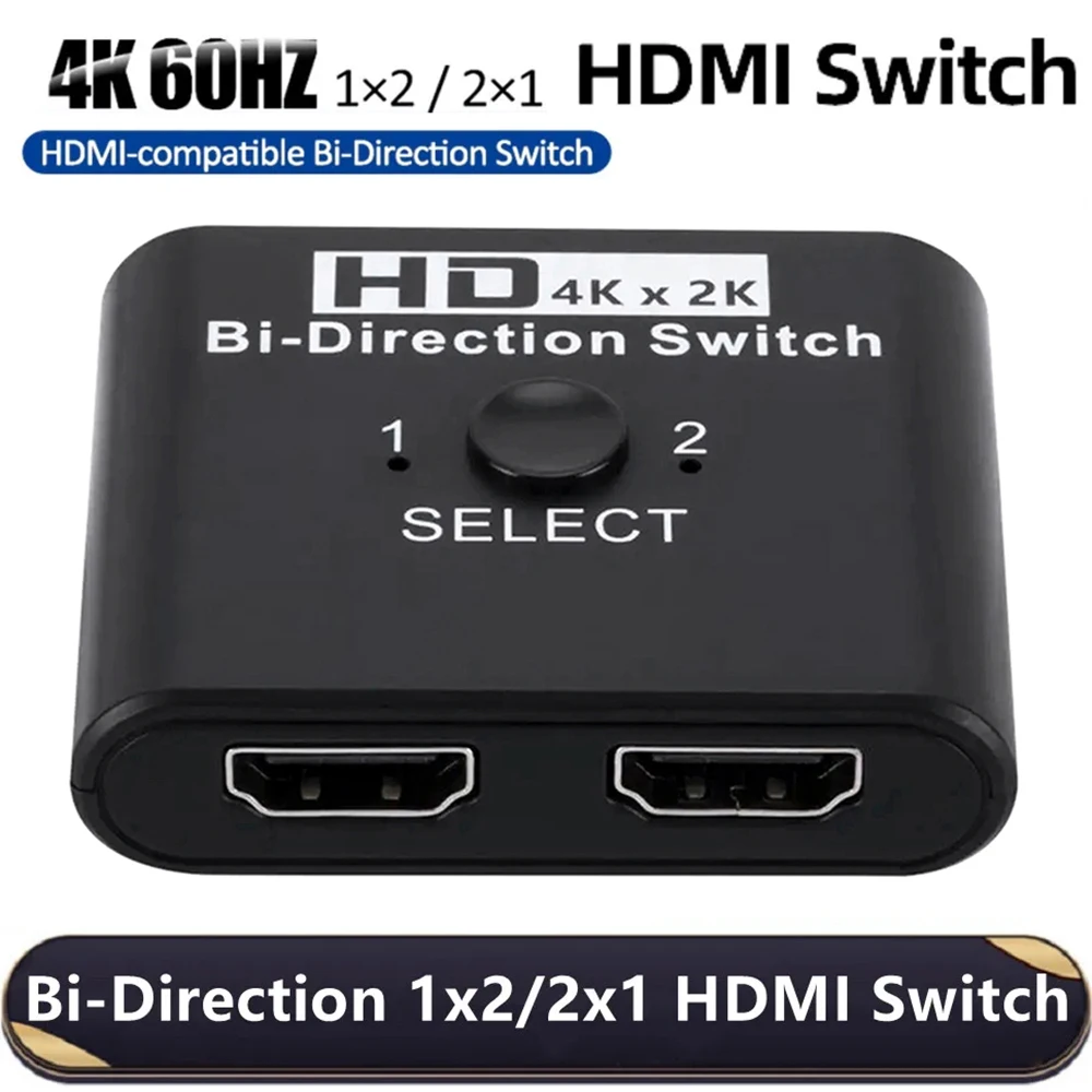 Interruttore 4K X 2K Hdmi Bi-Direction Per Pc Laptop Xbox Ps3/4 Tv Box Per Monitor Adattatore Proiettore Tv 2 Porte Hdmi Splitter Switcher