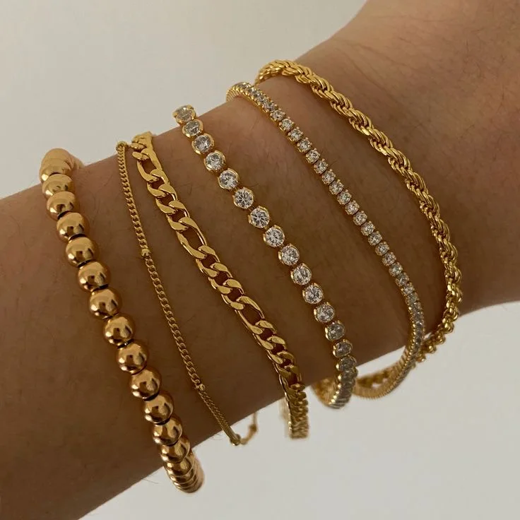 6pcs Cuban Metal Overlay Bracelet for Women