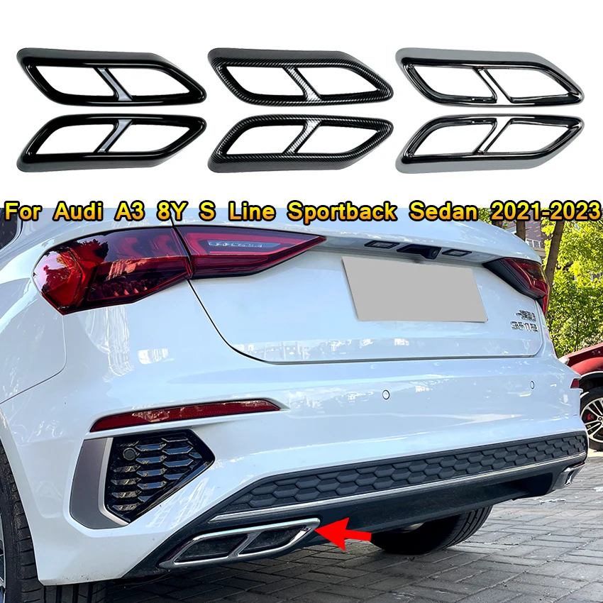 

2 шт., хромированные автомобильные выхлопные трубы для Audi A3 8Y S Line Sportback Sedan 2021-2023