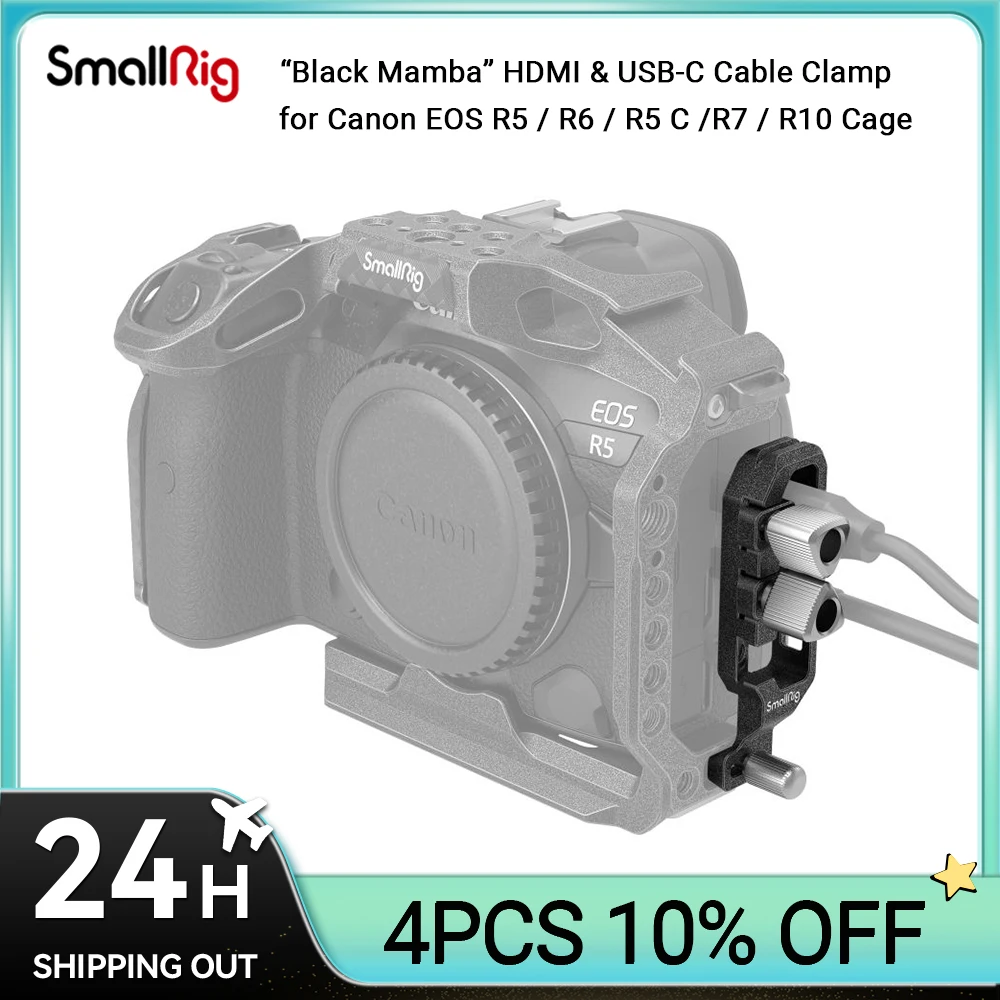 

SmallRig “Black Mamba” HDMI & USB-C Cable Clamp for Canon EOS R5 / R6 / R5 C / R7 / R10 Cage 4272