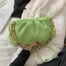 

SWDF Soft PU Letter Armpit Dumpling Crossbody Bag For Women 2022 Chain Shoulder Handbags And Purses Female Travel Designer Green