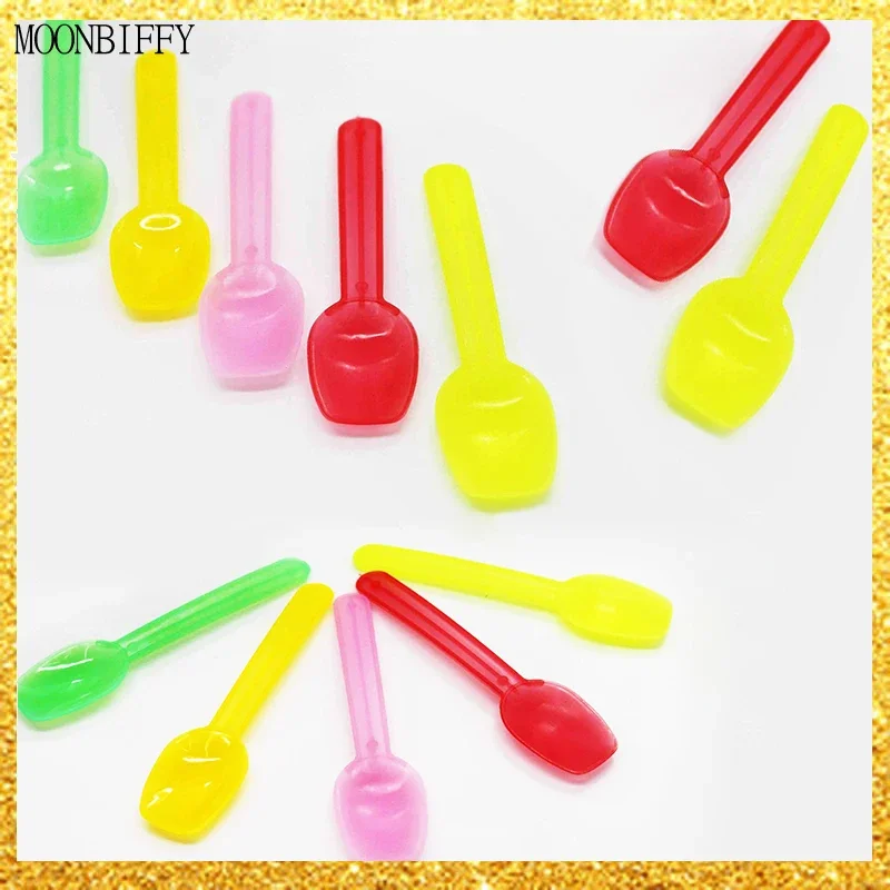 10psc Mini Colorful Plastic Spoons Disposable Flatware for Jelly Ice Cream Dessert Appetizer Birthday Party Tableware