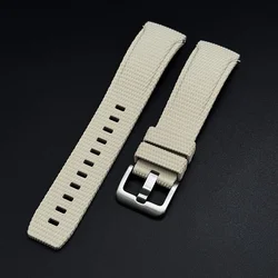 Curved End FKM Rubber Watch Strap with Quick - Release Band - Premium Bracelet in 20mm, 21mm, and 22mm Sizes - 22mm (Rice white)