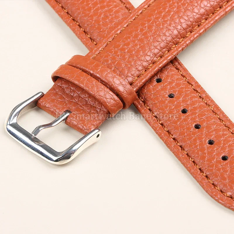 Elegant Soft Leather Watch Strap with Lychee Pattern - Cowhide Bracelet Wristband Accessory