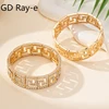 New Fashion Stainless Steel Cubic Zircon Wide Opening Bangles for Women Luxury Couple Bangles Wedding Hand Jewelry