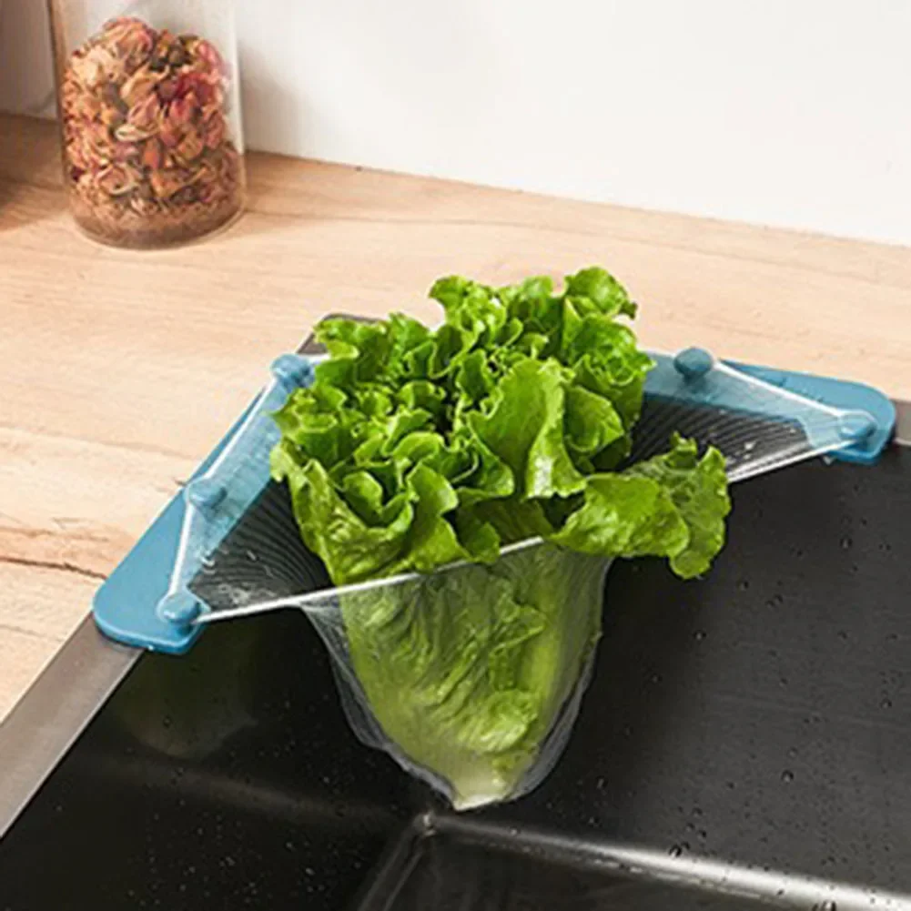 Triangle Drainage Rack Kitchen Sink Leftovers Filter Hanging Net Drain Basket Waste Garbage Net Shelf Sink Corner Mesh Strainer
