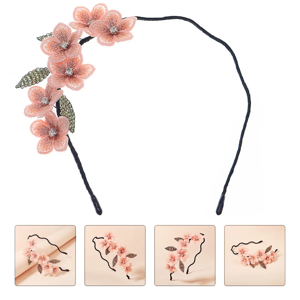 

1pc Handmade Cloth Embroidered Floral Headband Elegant Lady Hair Decor