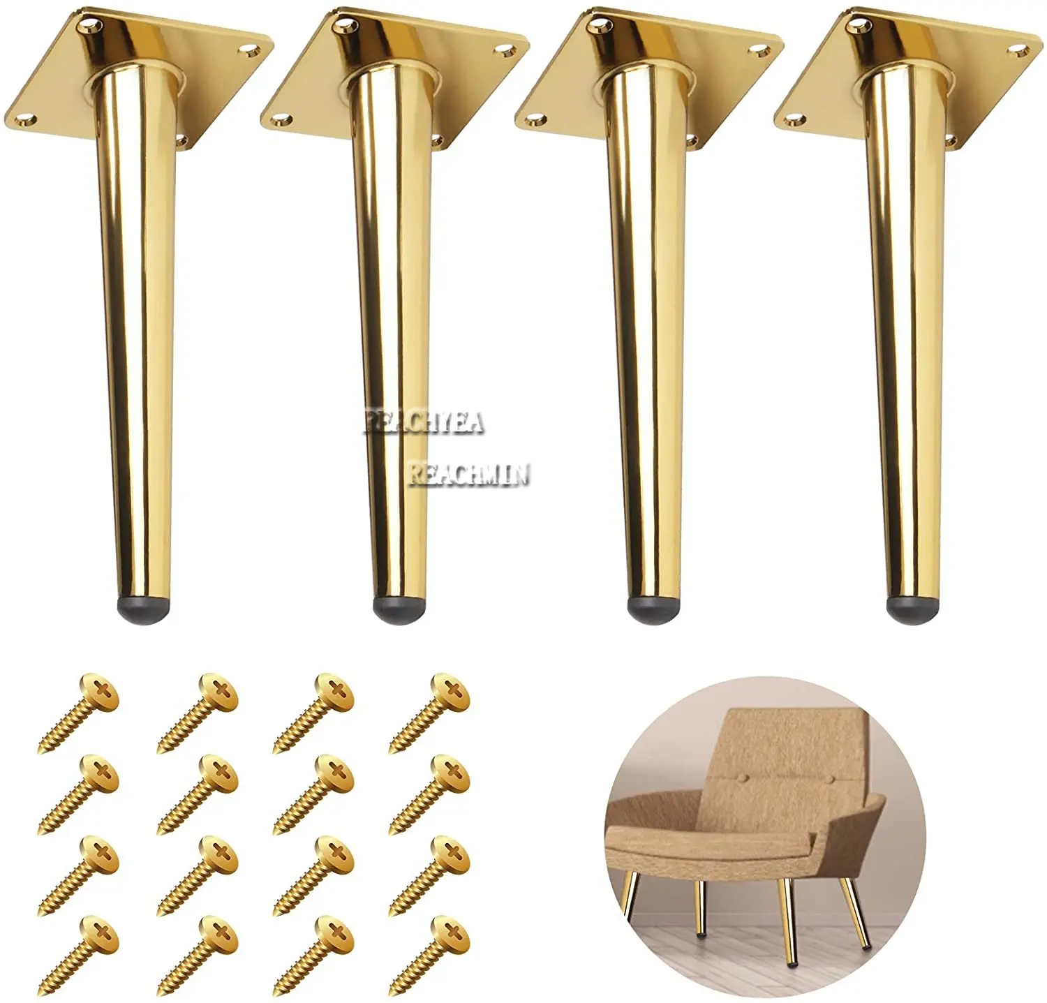 Bikani Patas doradas redondas de metal sólido para muebles, patas de  repuesto perfectas para muebles modernos de mediados de siglo/gran truco  IKEA