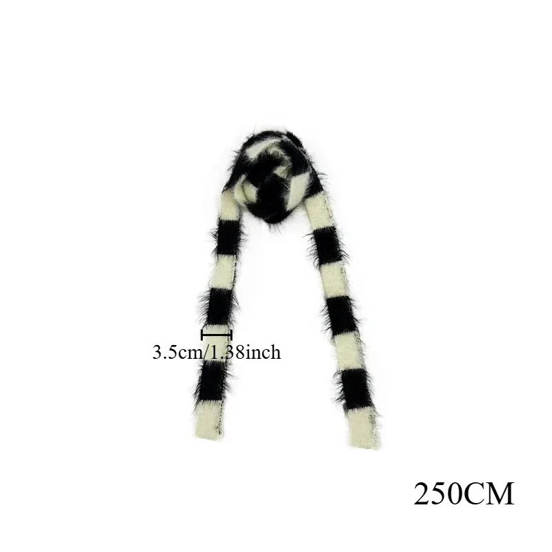 Vintage Thin Scarf Fashionable Plush Long Strip Scarf Women