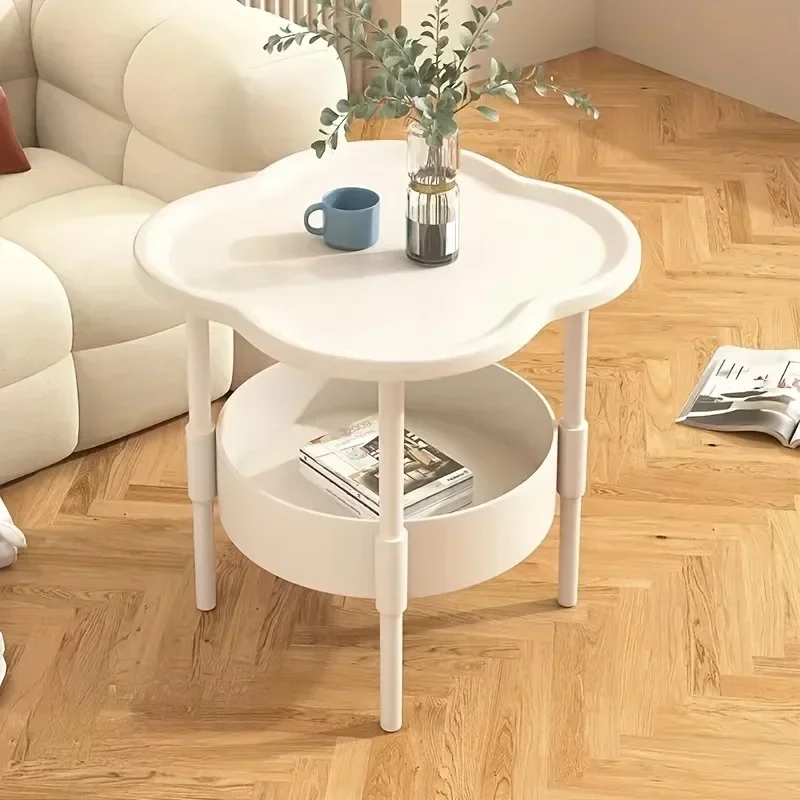 Clover Sofa Side Table - Double Layer Coffee Table for Living Room  Bedroom Storage