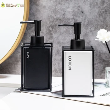 ขวดจ่ายโลชั่นเซรามิกพร้อมขาตั้งเหล็ก แชมพูเหลวมือและเครื่องจ่ายเจลสบู่อาบน้ําสําหรับเคาน์เตอร์ห้องน้ํา 1