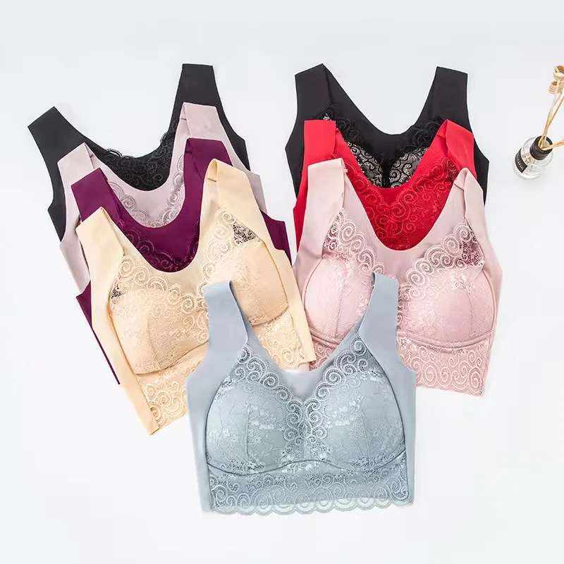 Bra Female Beauty Back Gathers Breasts Sexy Lace Underwear Wrap Chest Sports Shockproof Vest