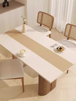 Minimalist Color Blocks Tablecloth Cream Placemat Kitchen Full Cover Dining Table Decoration Mat Waterproof Oil Proof PVC Mats 2