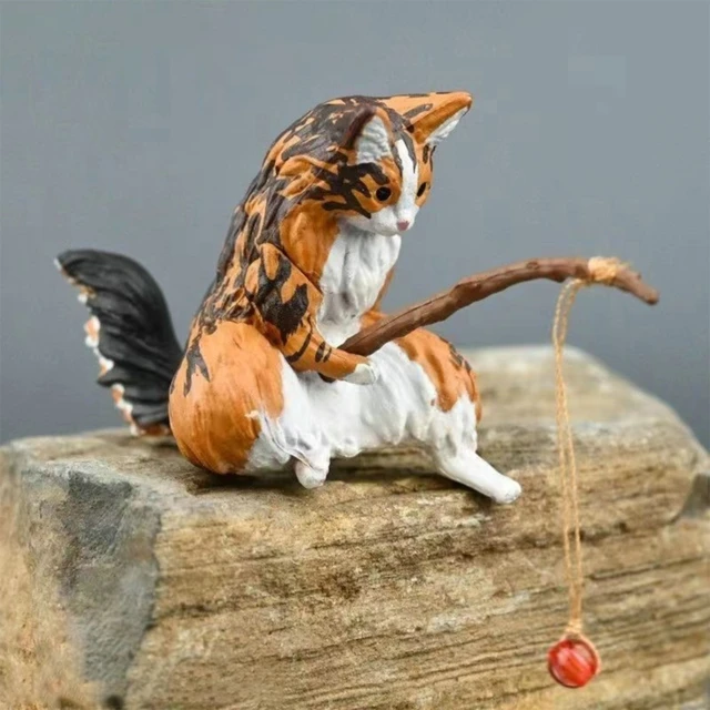 Aquarium Animal Decorations Small Fishing Cat Miniature Figurines Set for  Freshwater Saltwater Fish Tanks Decor - AliExpress