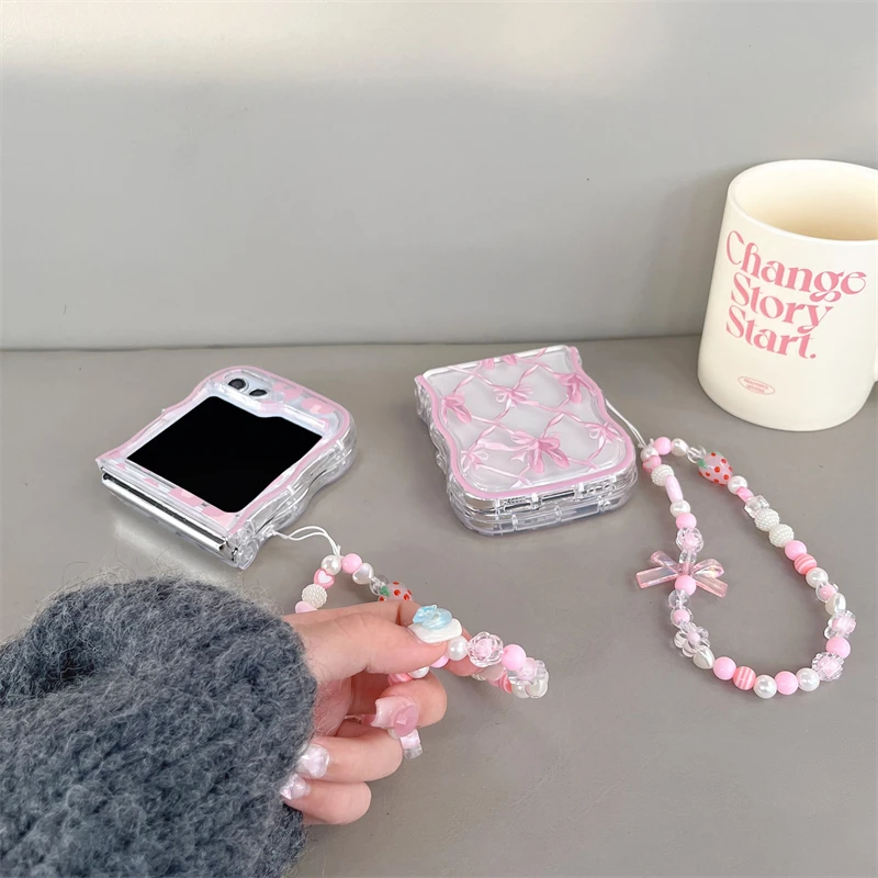 Cute Pink Bow Leopard Print Phone Case For Samsung Galaxy Z