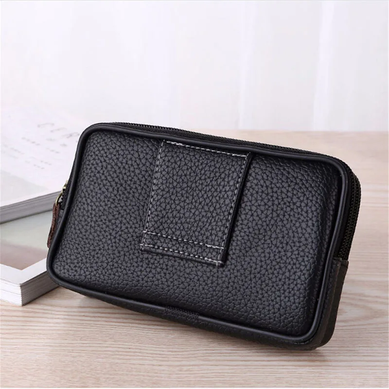 

Mobile Phone Waist Bag For Men Testificate Belt Bag Leather Coin Purse Strap Pocket Cellphone Bag Clutch Bag Belt Waist Packs