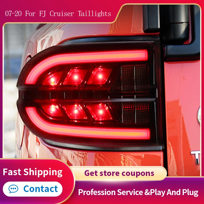 

Стайлинг автомобиля для 2007 - 2020 Toyota FJ Cruiser светодиодный, задний свет, Тормозная лампа, динамический поворотник, аксессуары
