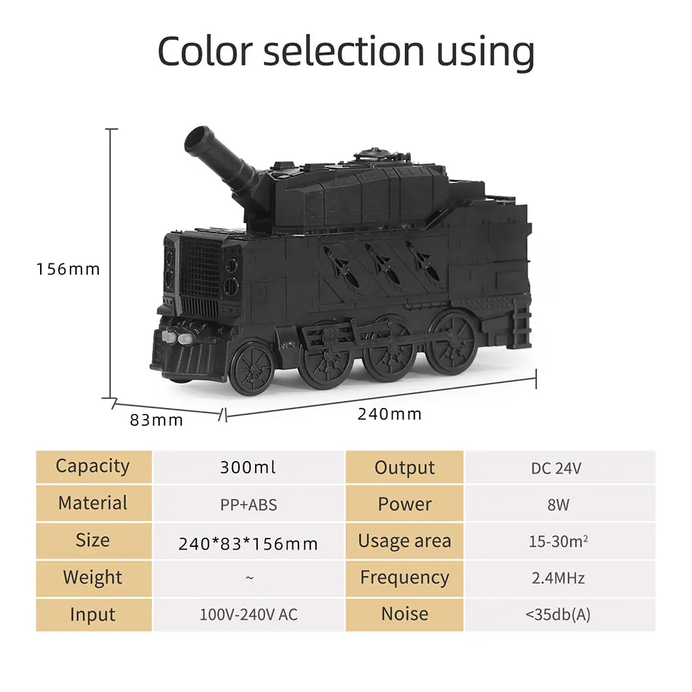 Mini Tank Shape Essential Oil Diffuser with Lights Aromatherapy Diffuser Air Diffuser Humidifier for Bedroom Home Office 5