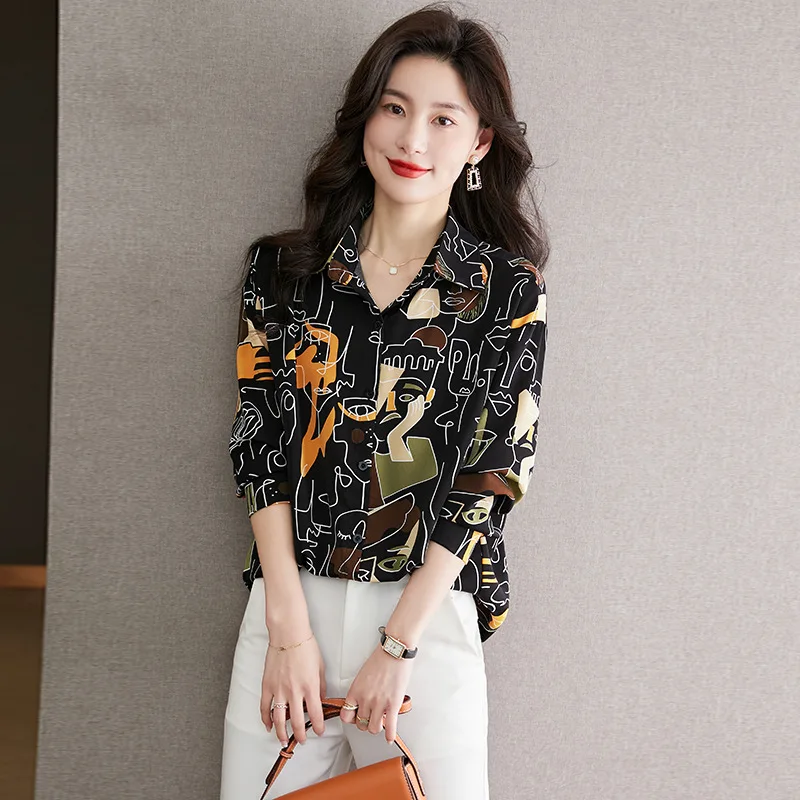 Spring Summer Girls' Chiffon Top Elegant and Youth Woman Blouses Korean Style Long Sleeve Women's Shirt Clothes Smart Casual instant smart voice translator language translator 112 languages offline arabic english to korean language translation pen