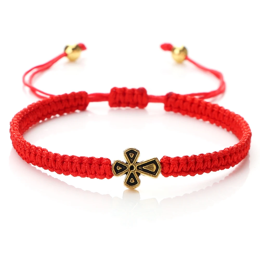 Sideways Cross Bracelet – Adjustable Braided Rope Cuff With Gold/Silver Stainless Steel Cross - View #7