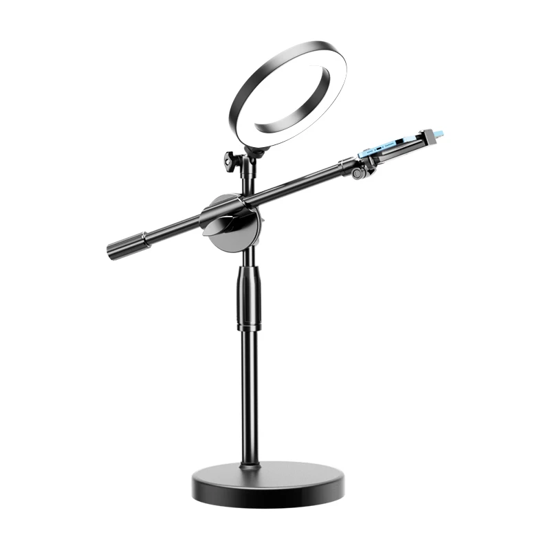 NULIER Overhead Phone Mount with 10" Selfie Ring Light 3 Lighting Mode for Video Recording Live Streaming