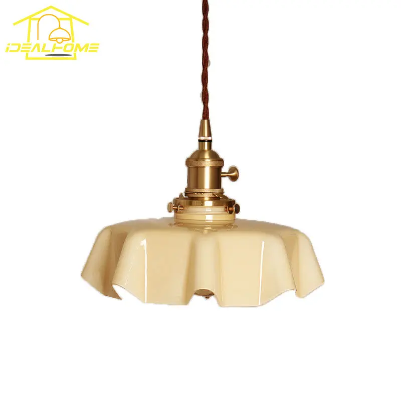 Design Francese Retro Wabi-Sabi Lampade A Sospensione In Vetro Crema Led E27 Kitchen Island Corridoio Comodino Bar Ristorante Tavolino Safa