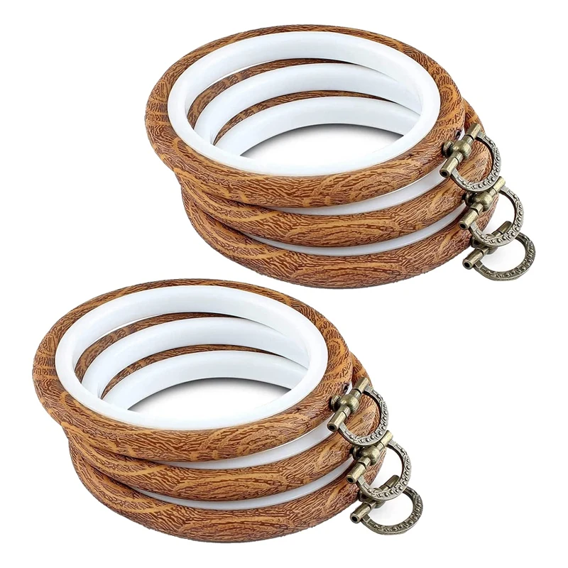 1Set Embroidery Hoops 3.93 Inch Embroidery Frame With Metal Ring Imitated Wood Circle Hoop