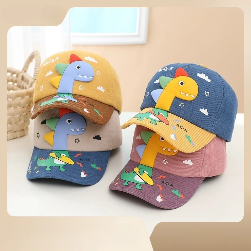 

Cartoon Dinosaur Children Baseball Cap Cute Animal Kids Sun Hat Spring Corduroy Outdoor Boys Girls Peaked Caps Bonnet Gorras