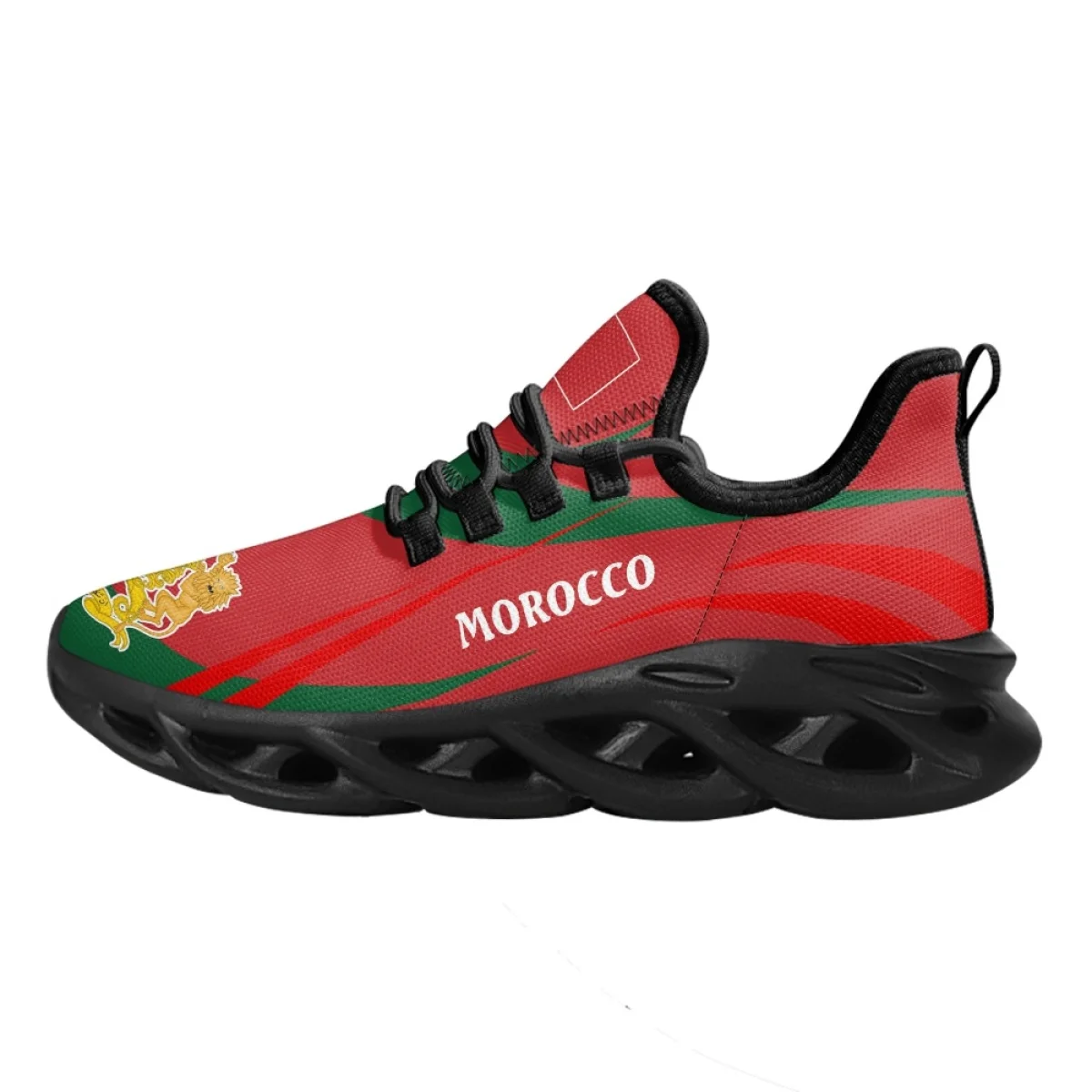 2023 Fashion Morocco Flag Running Shoes Spring Summer Durable Basketball Footwear Shock Absorption Driving Sport Sneakers