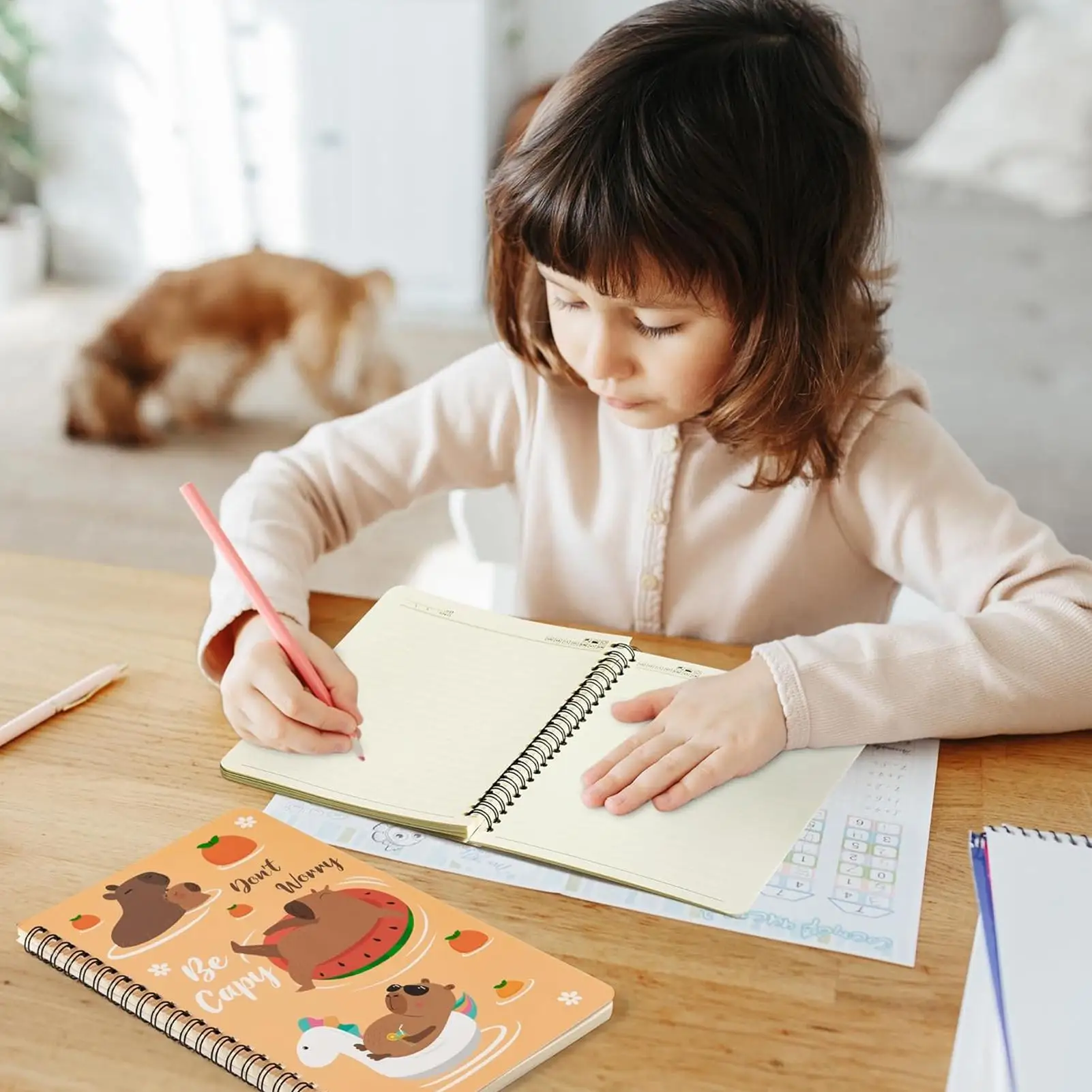 Spiral School Notebooks A5 Travel Journal Spiral Notebook 2 Pieces Students Capybara-Themed Cute Stationary For Classroom