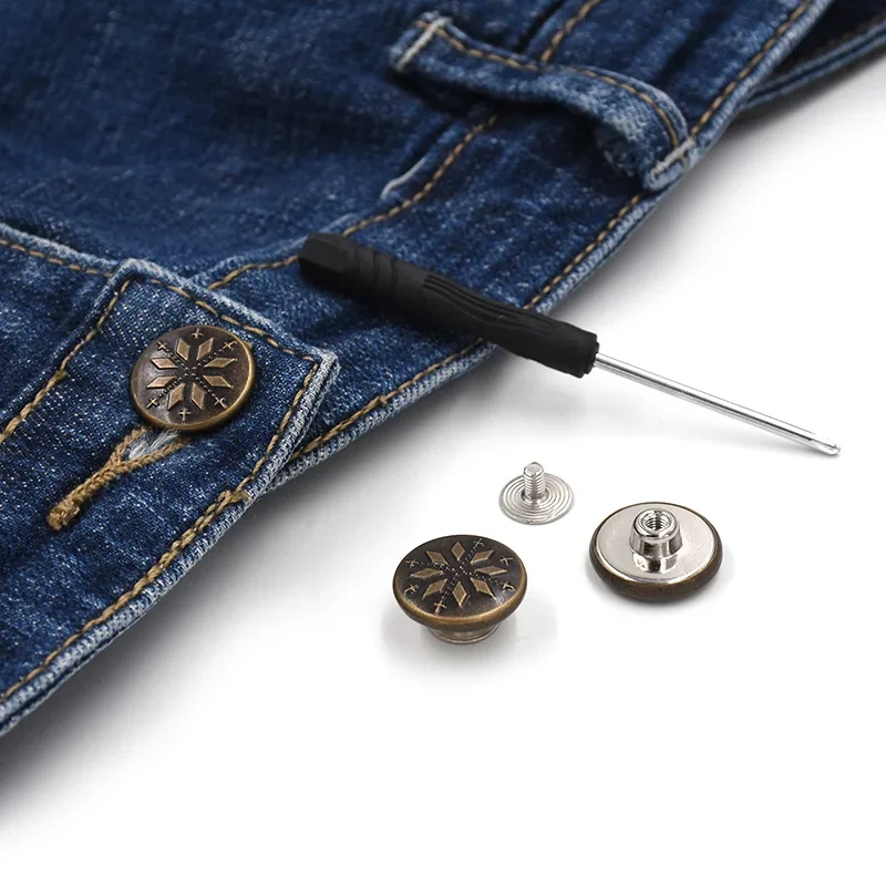 6 stks/set Jeans Knoppen Vervanging, 17mm Geen Naaien Metalen Knop
