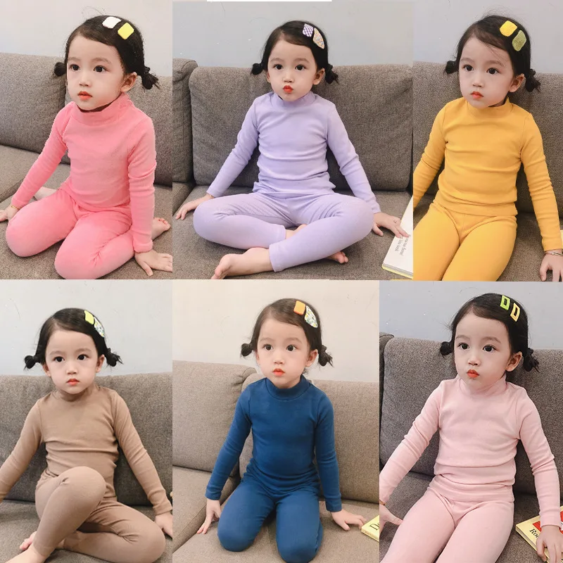 

Boys Pajamas suit Autumn and Winter Children's Long Sleeve Thick Solid Color Girl Home