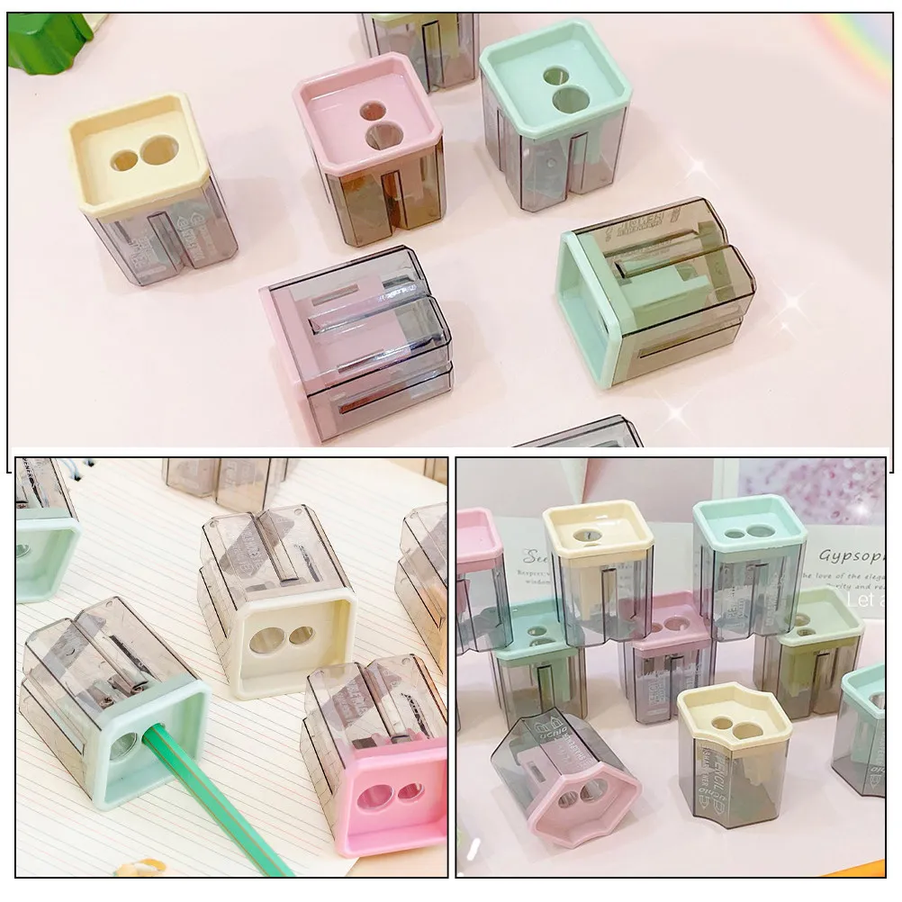 12Pcs 투명 연필깎이 학생을 위한 부드러운 표면 수동 연필깎이 예술가 초보자 조절 가능한 팁 두께